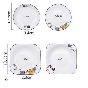 Cat Plate Vegetable Plate Deep Plate Household Ceramic (Option: G)