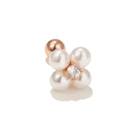 Fashion Micro-set Zircon Moon Earrings Stainless Steel Rod Screw Ball (Option: EGD0335 rose gold)