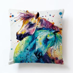 Color Horse Cotton And Linen Cushion Case (Option: E-4545 Linen Pillowcase)