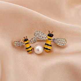 Cartoon Cute Bee Zircon Diamond Pearl Brooch (Option: 7style)