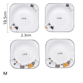 Cat Plate Vegetable Plate Deep Plate Household Ceramic (Option: M)