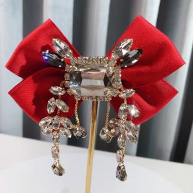 Solid Color Rhinestone Retro British Style Bow (Color: Red)