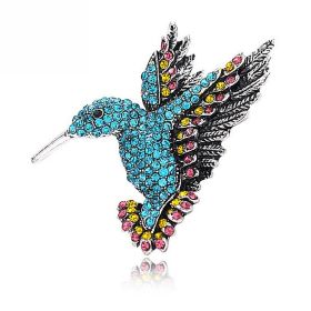 New Retro Style Alloy Hummingbird Brooch (Option: Xz4221B Lake Blue)