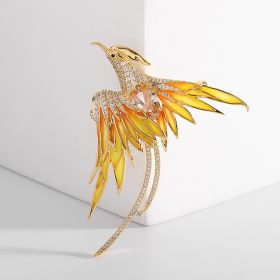 Light Luxury High-end Phoenix Brooch For Women (Color: Yellow)