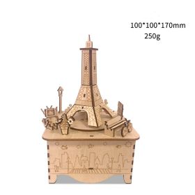 Wooden Music Box Series Manual Diy 3d Puzzles (Option: Eiffel tower)