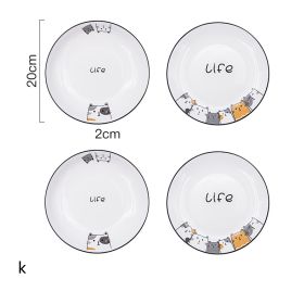 Cat Plate Vegetable Plate Deep Plate Household Ceramic (Option: K)