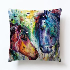 Color Horse Cotton And Linen Cushion Case (Option: J-4545 Linen Pillowcase)