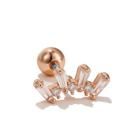 Fashion Micro-set Zircon Moon Earrings Stainless Steel Rod Screw Ball (Option: EGD0411 rose gold)