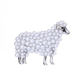 Wuli&baby 2-color Pearl Sheep Brooches For Women Unisex Lovely Animal Party Casual Brooch Pins Gifts (Color: White)