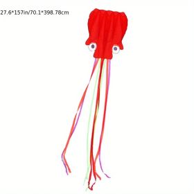 1pc Large Soft Octopus Easy Flyer Kite With 328ft Rope, 31*157 Inches Kite For For Kids Children Adult Beach Park (Color: Red)