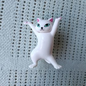 1pc/5pcs Cute Cat Pen Holder, Toy Cat Headphone Holder, Enchanted Dancing Cat Pen Holder, Home Desktop Ornament (Color: White)