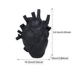 Vase In The Shape Of Human Heart; Home Decoration; Desktop Art Craft Ornament; Exquisite And High-end Indoor Vase; Organ Design Flower Container (Color: Black)