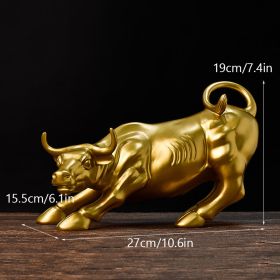 NORTHEUINS Graffiti Painting Resin Bull Figurines Home Living Room Bedroom Office Desktop Feng Shui Ornaments Collection Statues (Color: Golden L)