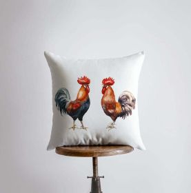 Watercolor Roosters | Gifts | Brid Prints | Bird Decor |Accent Pillow Covers | Throw Pillow Covers | Pillow | Room Decor | Bedroom Decor (Dimensions: 28x28)