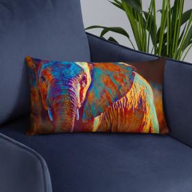 Accent Pillow, Colorful Elephant Print (size: 20Ã—12)