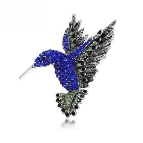 New Retro Style Alloy Hummingbird Brooch (Option: Xz4221H Sapphire Blue)