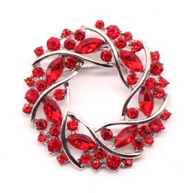 Fashionable High-grade Flower Ring Rhinestone Brooch (Color: Red)