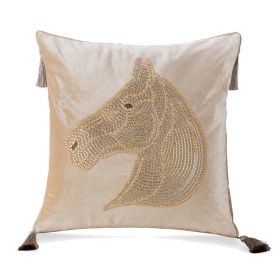 Bedroom Bedside Hot Drill Horse Head Pillow Cover (Option: Off white-30x50cm)