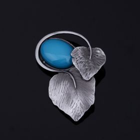 Exquisite Double Leaf Brooch Coat (Color: Blue)