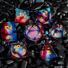 Board Game Liquid Resin Flow Heart Dice Set (Option: Red Blue Flow Heart)