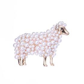 Wuli&baby 2-color Pearl Sheep Brooches For Women Unisex Lovely Animal Party Casual Brooch Pins Gifts (Color: Gold)