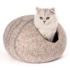 Cat Cave Bed -Handmade Wool Cat Bed Cave with Mouse Toy