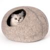 Cat Cave Bed -Handmade Wool Cat Bed Cave with Mouse Toy