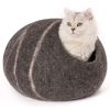 Cat Cave Bed -Handmade Wool Cat Bed Cave with Mouse Toy