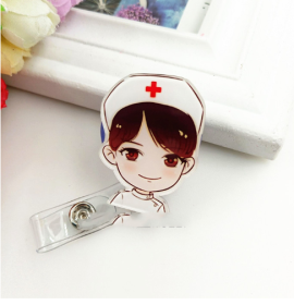 Fashion Cartoon Can Buckle Work Nurse Certificate Pull Peels Chest Card Clip Certificate Retractable Buckle Name Tag (Option: Bigeyes nurse)