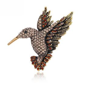 New Retro Style Alloy Hummingbird Brooch (Option: Xz4221G Smoky Yellow)