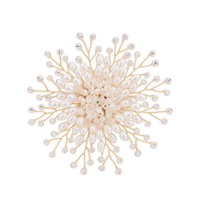 Elegant Graceful Luxury Pearl Brooch Women's Fashion All-match Snowflake Pin High-end Stylish Corsage Coat Accessories (Option: Advanced Woven Pattern 3)