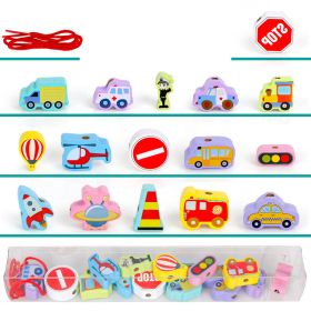 Wooden Children's Threading Beads Toys (Option: Traffic)