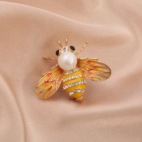 Cartoon Cute Bee Zircon Diamond Pearl Brooch (Option: 9style)