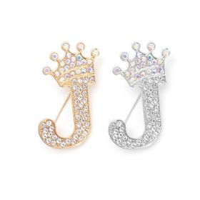 Fashion English Letter Brooch Creative Clothing Accessories (Option: Silver-J)