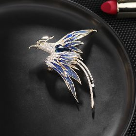 Light Luxury High-end Phoenix Brooch For Women (Color: Blue)