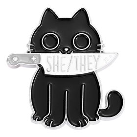 Alloy Letters Series Brooches Cartoon Black Cat (Option: XZ6644)