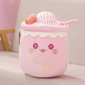 Ice And Snow Milky Tea Cup Pillow Doll Cute Plush Toy Prize (Option: Pink-22CM)